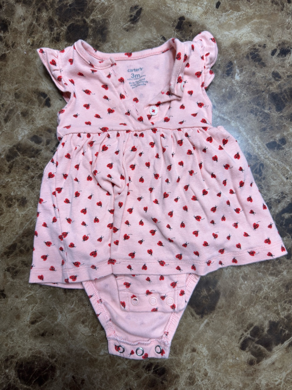 Carter's Pink Ladybug-Print Bodysuit Dress and Red Cardigan Set